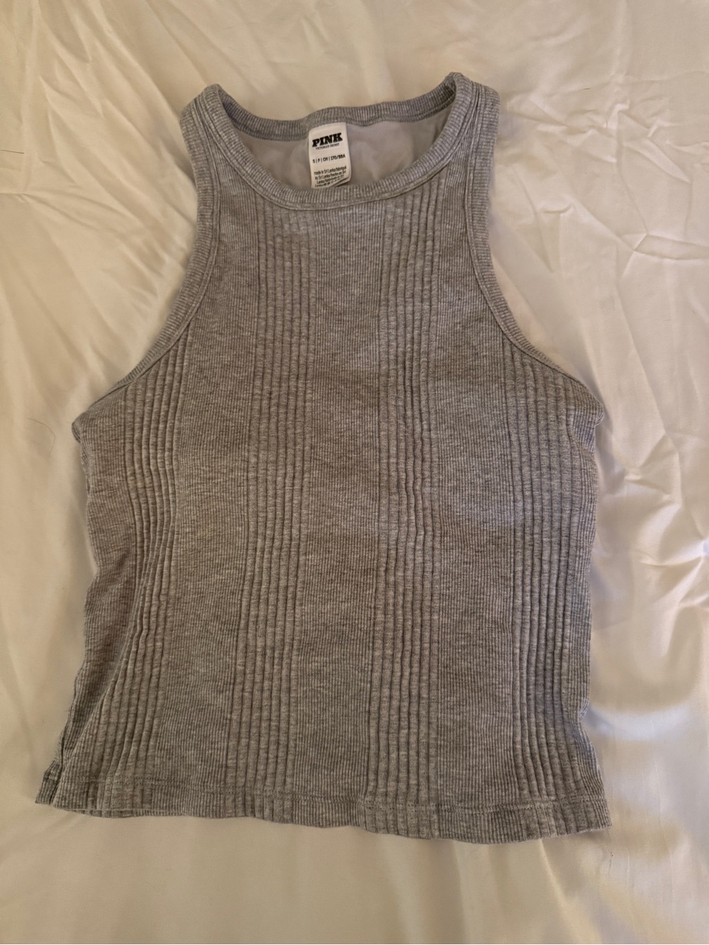 PINK Victoria's Secret Gray Ribbed Tank Crop